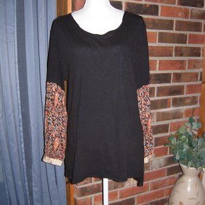 We The Free Black Floral Sleeve Oversized Top S